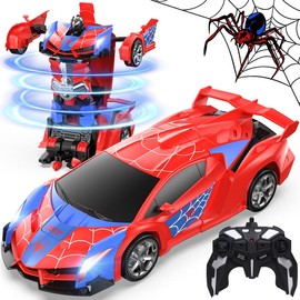 DEERC Transform Remote Control Car - 2.4GHz Robot RC Cars, 1:18 Scale Police Car Toy, 360° Rotating Drifting, Kids Ages 4-7 & 8-12 Birthday Gift - Color: Blue