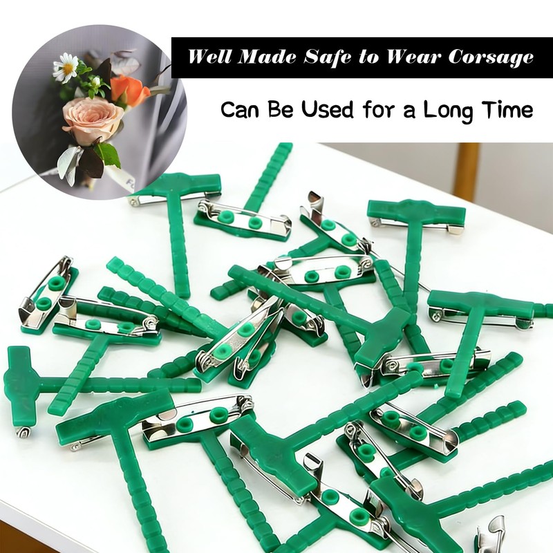 100 Pcs Safety Pins, Plastic Corsage Pins Tiny Brooch