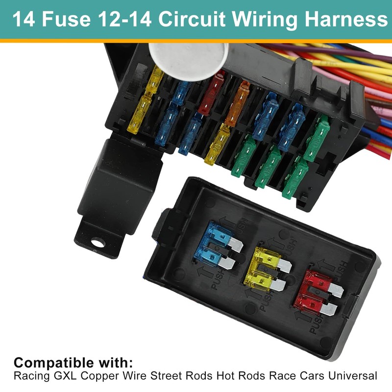 14 Fuse 12-14 Circuit Wiring Harness Racing GXL Copper Wire