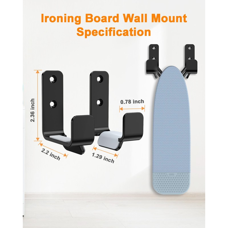 MUSVOH Ironing Board Wall Mount, Stainless Steel Ironing Board Hanger