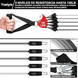Ligas de Resistencia para Ejercicio, 13 PCS Bandas de Resistencia Incluye 5 Bandas Apilables de Hasta 150 Libras, Asas, Bolsa, Correas para Tobillo et