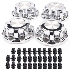 Wheel Center Caps 8 Lugs (Set of 4) Best for 16'' Van & Truck Rim Wheels Compatible for Chevy Silverado Suburban Avalanche GMC Sierra Yukon 1500 2500 - Chrome Black Replacement Hub Cover 5079