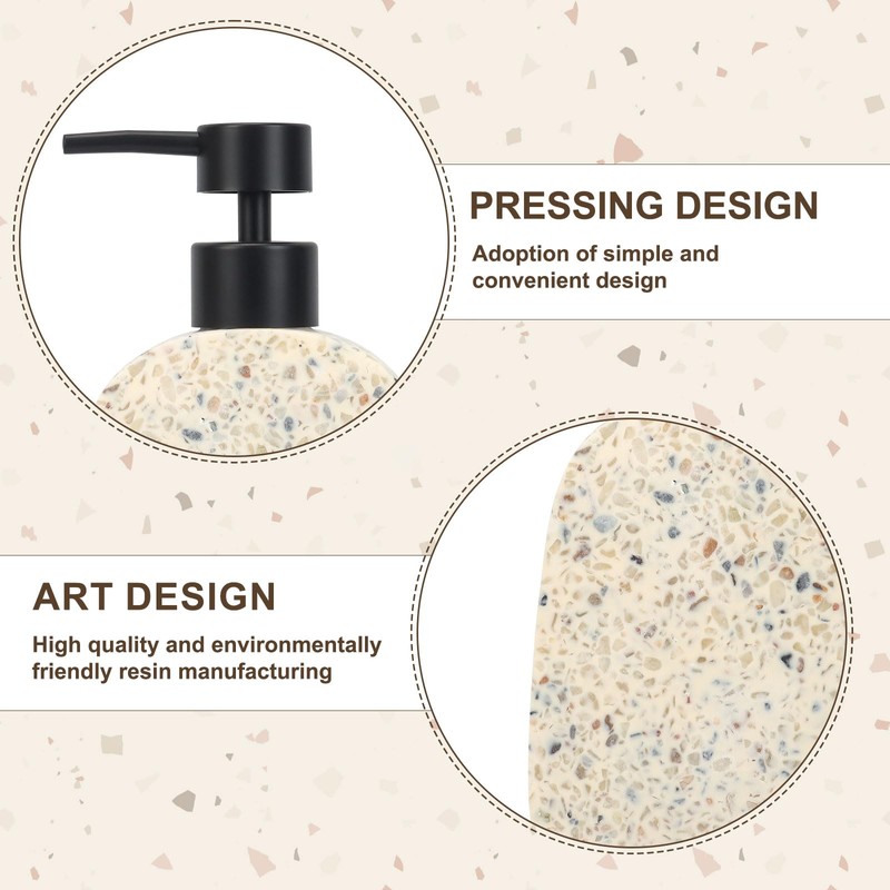 Asashizen Classic Terrazzo Retro Resin Soap Dispenser Bathroom, Easy to
