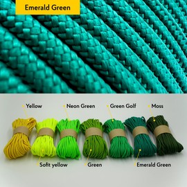 EdcX 3 mm Nylon Paracord 425 (15, 30, 50 and 100m) – 3 mm Type II, 100% Nylon Rope, 3 Strand Rope, 3 mm Nylon Rope in Many Colors (Emerald Green, 15 m)