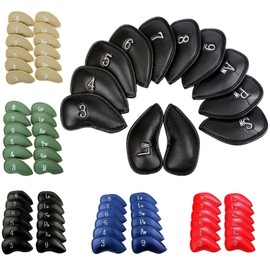 Golf Club Headcovers Iron Synthetic Leather Deluxe Value 12 Pack Color Blue, Golf Head Covers with Number Printed Durable Light Universal Fit All Brands Iron Clubs (Blue)