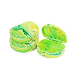 Blasting Health Lime Green Retainer Case - 3 Pack | Vented Dental Storage Container for Retainers, Aligners, Mouth Guards, and Dentures | Durable & Portable Orthodontic Case with Labels Included