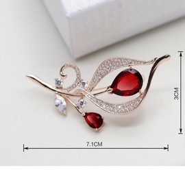 Deyanse Women's Brooch, Silver/Rose Gold Flower Pin White Marquise Zirconia Comes with Stainless Steel Chain as Necklace, Breastpin with Gift Box for Women Mother Fits Sweater Suit, Rose Gold Rose