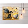 Twisted R Design 20x16 Black Dragon and Firefly Nursery Canvas