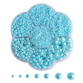 5800Pcs Half Pearls for Crafts - Flatback for Artwork Making, DIY Rhinestones Accessory Nail Art, Face Gems Jewels Flat Back Craft for Artist Creative - Water Blue