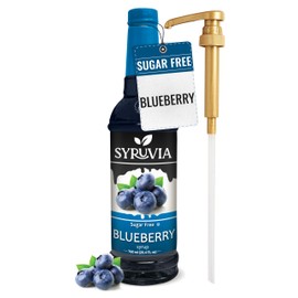 Syruvia Sugar Free Blueberry Syrup With Syrup Pump Dispenser – Blueberry Syrup Flavor, 25.4 fl oz - Perfect for Cocktails, ice Tea, Desserts, Italian Sodas, Ice and More, Kosher and Gluten-Free
