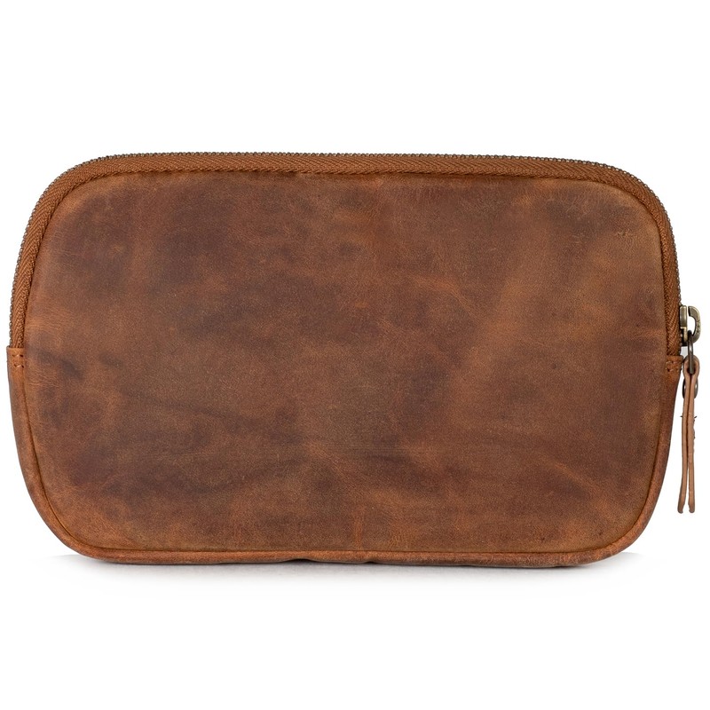 Marc Peter Vintage Darvin Leather Pencil Case with YKK Zip,