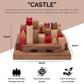 Castle, fort, 3D puzzle, puzzle game, knob game, patience game, wooden logic game with many variations.