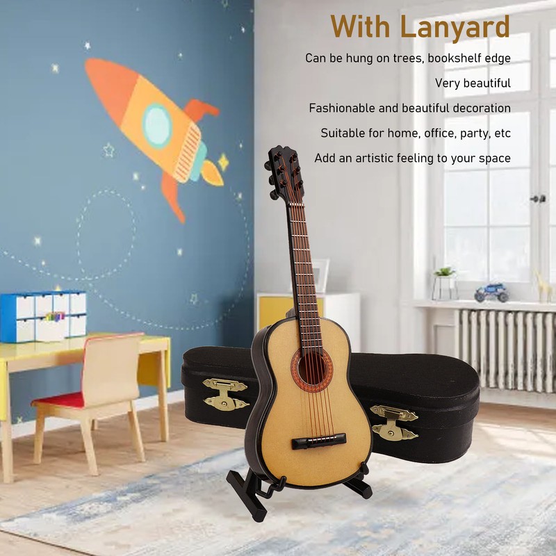 Guitar Model Lifelike Decorative Wooden Miniature Guitar Ornament for Christmas