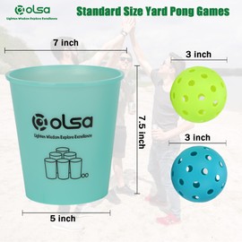 Olsa Giant Yard Pong Set, Toss Family Games for Beach Camping Lawn Backyard Party, Indoor Outdoor Party Games for Adults and Family(Green Glow in Dark)