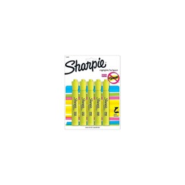 Sharpie Accent Highlighter Tank Style Chisel Tip Fluorescent Yellow, Pack of 5 (1809200)