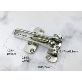 szhdxsy Home Security Door Lock, Door Reinforcement Lock Swing Bar Lock， Front Door Locks for Kids, Home Reinforcement Lock for Swing-in Doors, Latch Guard Clasp,Solid Security loc, (Silver)