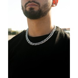 HIPBLING Cuban Link Chain Diamond Miami Cuban Necklace 13mm Silver Iced Out Chain for Men Women 18 inch Necklacs Bling Rapper Hip Hop Jewelry