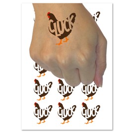 Chicken Hen Cluck Farm Animal Temporary Tattoo Water Resistant Fake Body Art Set Collection - 54 1" Tattoos (1 Sheet)