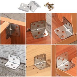 Angle Connectors Stainless Steel Furniture Angle 90 Degree Metal Angle L Angle Metal Angle for Screwing Stainless Steel Chair Angle Mounting Bracket with Screws for Wood Furniture Shelf 36 x 27 mm
