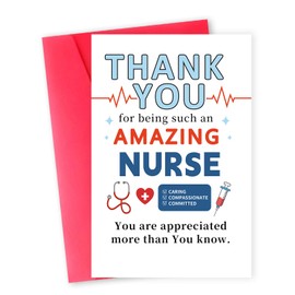 IDU Cute Nurse Appreciation Cards Gifts for Women，Nurse Thank You Card，Amazing Caring Compassionate RN Appreciation Card from Patients & Colleagues