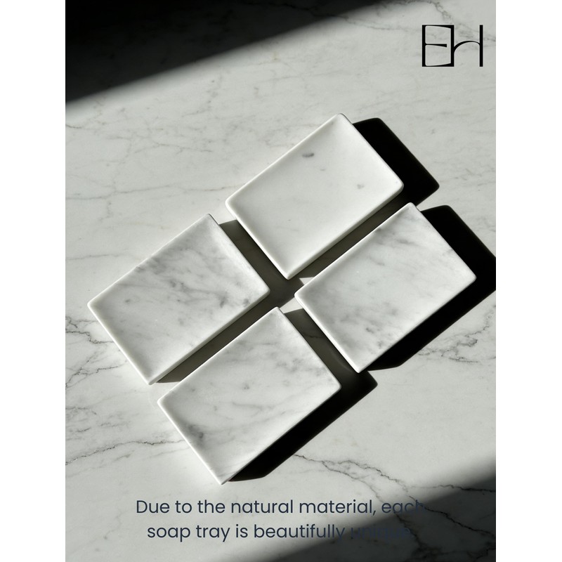 EXCHUES Natural Marble Soap Dish for Shower with Silicone Non-Slip