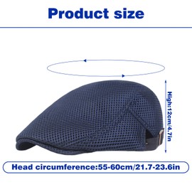 1PCS Flat Caps for Men UK, Flat Cap, Summer Caps for Men,Adjustable Head Circumference 55-60cm, Cool and Breathable,Soft Texture,Suitable for Driving,Fishing, Golf and Sports. Navy Blue