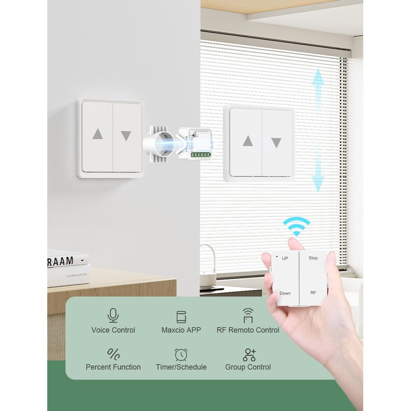 Maxcio Smart Relay Module Switch with Percentage Function, Wlan Flush-Mounted