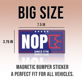 Magnet Sticker Nope Magnetic No Kings in America Since 1776 Anti Funny Leftist Feminist Social Justice Human Rights Blue Magnet for Bumper, Refrigerator, Cruise Door, Car, Truck 7.5x3.75in