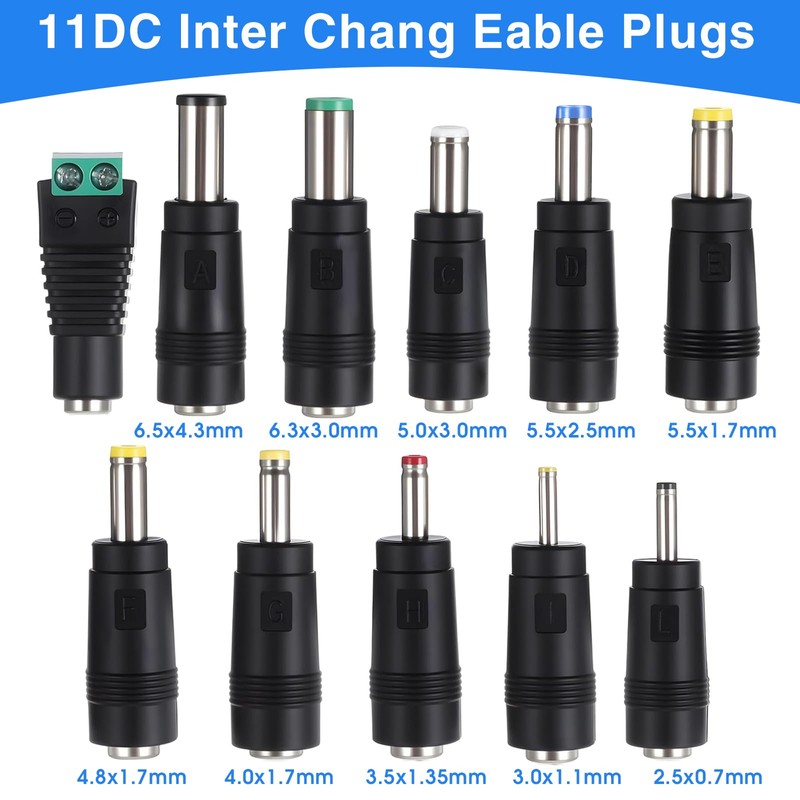 TAHULIK 11Pcs DC Adapter Plug, Universal 5.5 x 2.1mm DC