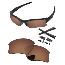 PapaViva Replacement Lenses & Rubber Kits for Oakley Flak Jacket XLJ OO9009 63mm Sunglass Copper Brown Pro+ Anti-fog Polarized