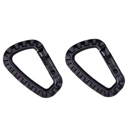 Set of 2 Plastic Carabiners D Shape - Lightweight & Robust | Molle Carabiner Hooks for Backpack, Camping, Hiking, Outdoor | 8.5 cm | Maximum Load 12 kg | Not for Climbing (Black)
