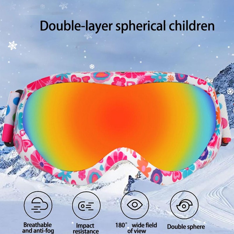 Kids Ski Goggles Over Glasses Colorful Snowboard Goggles Dual Lens