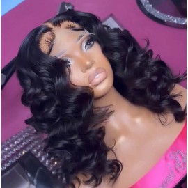 Raw hd Lace bob Wig Cuticle Aligned Hair Vietnamese Burmese Curly 100% Hair Human Hair Weave Bone Straight Water Deep Wavestyle: 13x4 hd lace wig, color: picture style, Stretched Length: 14 inches