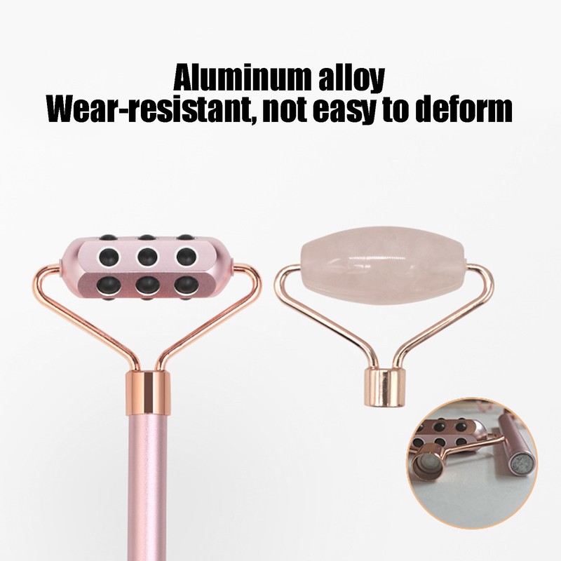 3 in 1 Rose Quartz Face Roller Massager Germanium Facial