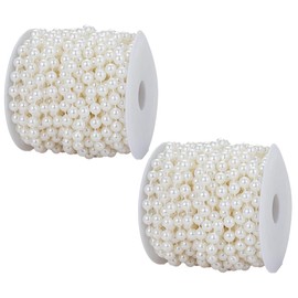 2 rollos de guirnalda de abalorio de Navidad de 33 pies de largo, cadena de perlas sintéticas, cadena de guirnalda de árbol de Navidad, decoración de árbol de Navidad, día festivo, boda, suministros