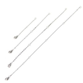 WeddHuis Pack of 4 Necklace Extenders Silver 5/10/15/20 cm Necklace Extender Bracelet Extension Chain Extension for Necklaces Bracelets Jewellery Making Women Men (4 Sizes)