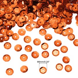 sourcing map 20000 Pcs Loose Sequins 6MM Bulk Cup Sequins Paillettes Sequins Embroidery Sequins Round Spangles with Holes for Jewelry Making Crafts Sewing Makeup Nail,Orange