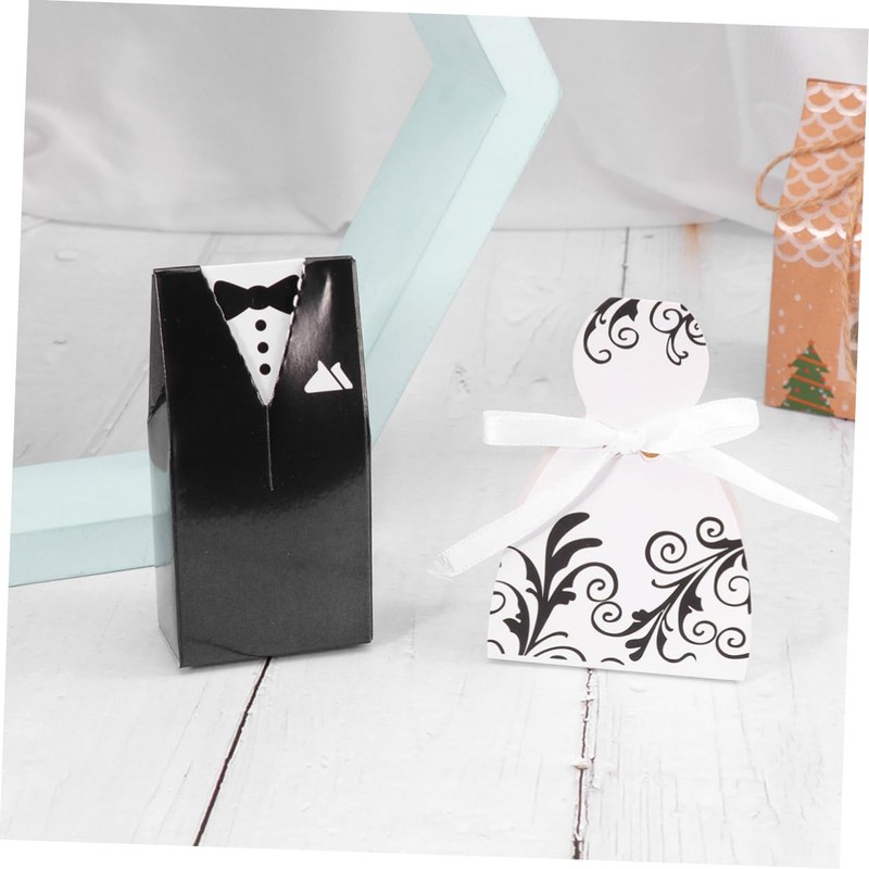 TEHAUX 50pcs Wedding Candy Storage Boxes Stylish Paper Containers for