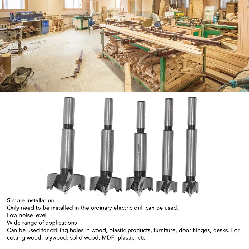 5pcs Forstner Bit Set Professional Multitooth Flat Wing Drill Bits