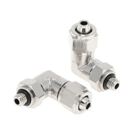 INFINAUTO Push to Connect Air Fittings 1/4" 90 Degree Air Line Quick Joint Nickel-plated Copper M5 2 Pcs Silver Tone