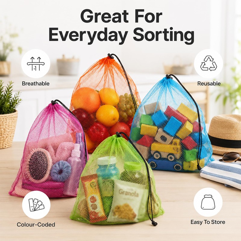 Squliicayy 10Pcs Mesh Drawstring Bags 35 x 40 cm