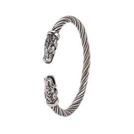 KKJOY Stainless Steel Vikings Odin's Wolf Bracelet for Men Norse Screw Teen Cuff Bangle Biker Amulet Nordic Pirates Arm Ring Wristband Jewellery