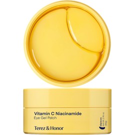 Terez & Honor Parches de Ojos con Vitamina C - 60 Piezas Mascarillas Coreanas Iluminadoras e Hidratantes con Ácido Tranexámico, Cafeína - Mascarilla Hidrogel para Ojeras, Bolsas y Arrugas