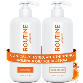 Routine Wellness Anti-Thinning Shampoo and Conditioner Set for Thinning Hair - Volumizing, Color Safe Shampoo for Hair Loss & Healthier Hair - Jasmine & Orange Blossom Set