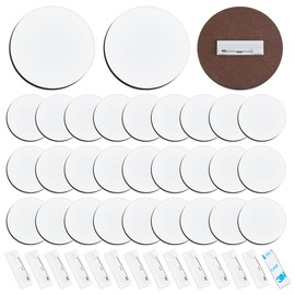 BENECREAT 30 Pcs Buttons Badge Sublimation Blank, 75 mm/3 Inch Wooden Sublimation Buttons Pins Heat Transfer Blank Badge for Making Ornament, Projects Name Tags and DIY Craft Gifts