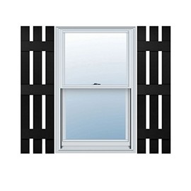 Mid America 00031259002 Standard Size Three Board Spaced Vinyl Shutters, w/Installation Shutter-Lok's & Matching Screws (Per Pair), 002, 12"W x 59"H, Black