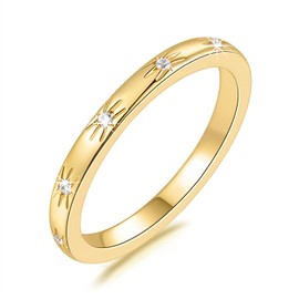 SunDins 14K Gold Rings for Women Cubic Zirconia Non Tarnish Dainty Gold Rings for Women Beauty and resilience Cute Jewelry 5,6,7,8,9 (6)