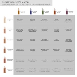 TEMPTU S/B Silicone-Based Shade Adjuster Starter Set: Long-Lasting, Highly-Pigmented Formula For Customizing S/B Foundation Shades | Includes 7 Primary Colors