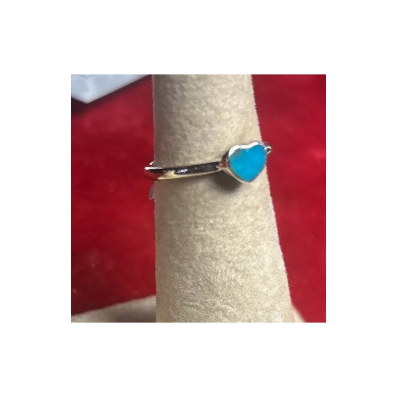 Natural Creations sterling silver stackable ring Size 5 Turquoise Heart