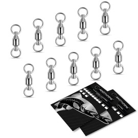 AMZfishing 10x Ball Bearing Swivels | Ball Bearing Swivel | Carabiner Swivel Fishing | Swivel Set | Swivel Fishing | Fishing Swivels | Fishing Swivels (10 Pieces, g: #6 (70 kg))